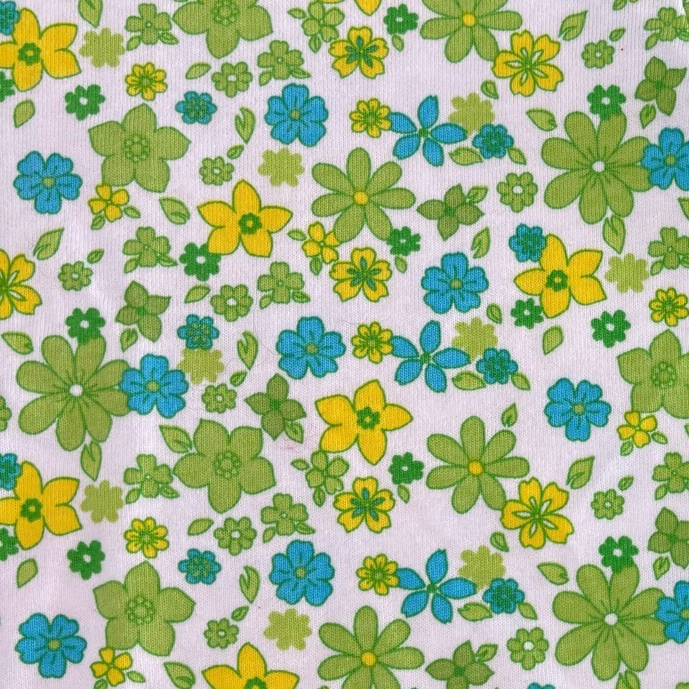 Okie Dokie S/S Tee Shirt 2T White Green Blue Yellow Floral Lace Trim 70s Style - Picture 7 of 7